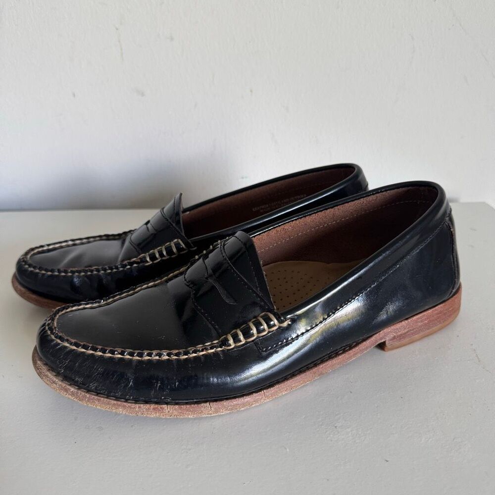 Bass Weejuns Black Patent Leather Penny Loafers Size 9.5